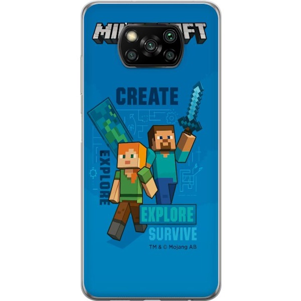 Xiaomi Poco X3 NFC Läpinäkyvä kuori Minecraft Luolastot
