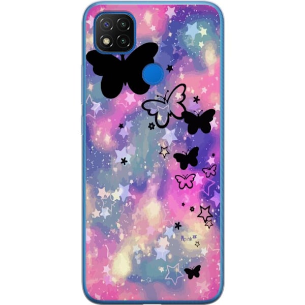 Xiaomi Redmi 9C Genomskinligt Skal Fjärillar