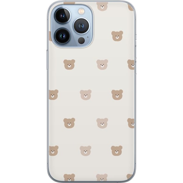 Apple iPhone 13 Pro Max Läpinäkyvä kuori Teddy-tausta - söpöt teddykarhut pehmeällä taustalla