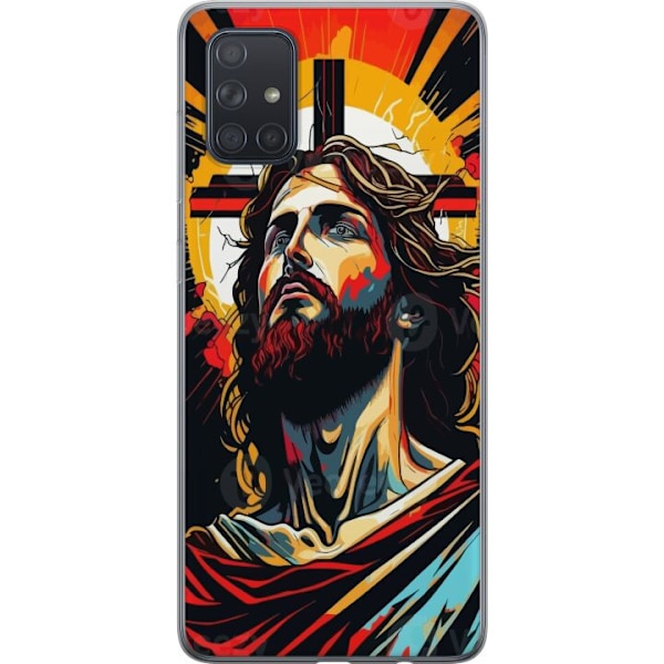 Samsung Galaxy A71 Läpinäkyvä kuori Jeesus ja Kortti - usko