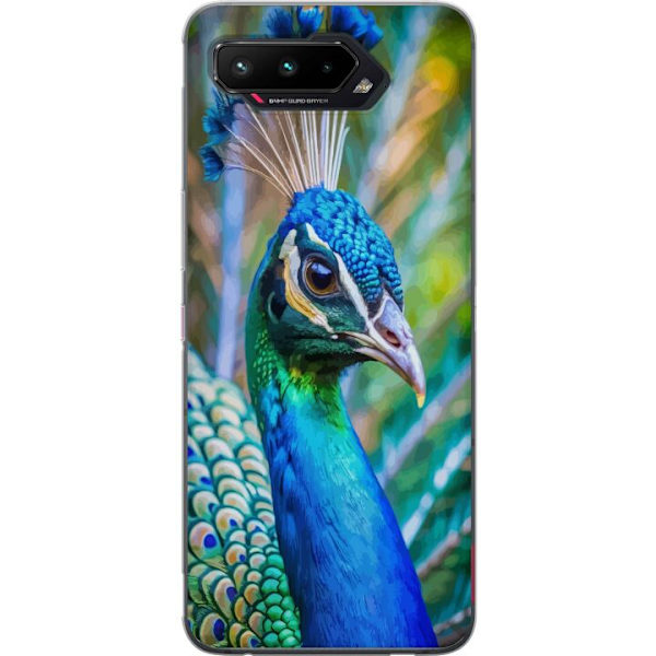 Asus ROG Phone 5 Läpinäkyvä kuori Pavun Sulat Värikäs Design Lintuaihe Eksoottinen Graafinen Suunnittelu Luonto Ylellinen Koristelu