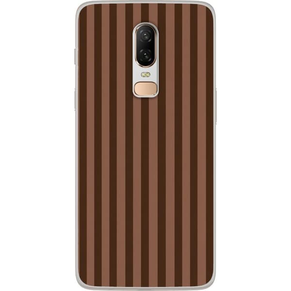 Kompatibelt Mobilskal till OnePlus 6 Bruna kastanjeränder brun