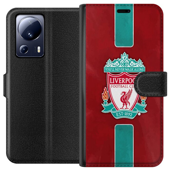 Xiaomi 13 Lite Tegnebogsetui Liverpool FC - Klassisk Fodboldstolthed i Rødt