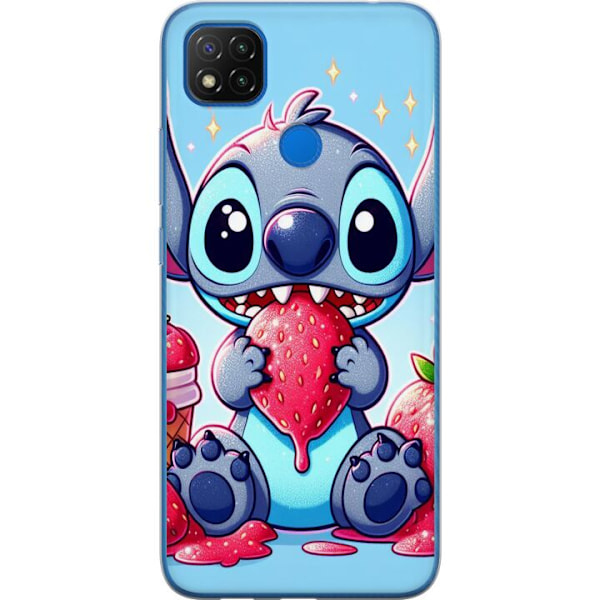 Xiaomi Redmi 9C NFC Läpinäkyvä kuori Strawberry Stitch