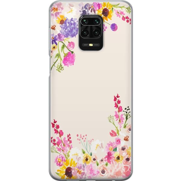 Kompatibelt Mobildeksel til Xiaomi Redmi Note 9S Blommig akvarellram
