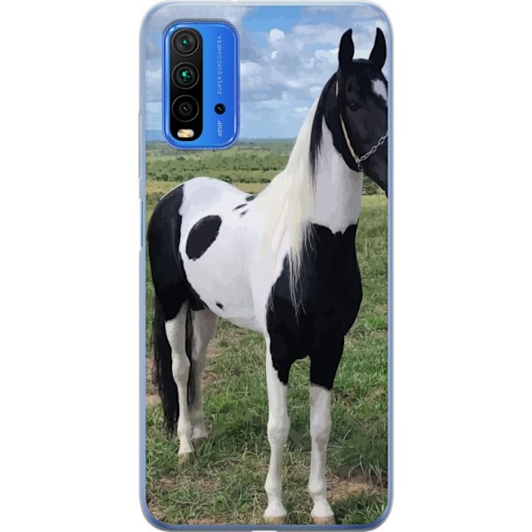 Xiaomi Redmi 9T Genomskinligt Skal Hästmagi – stiliserad häst i lugn färgskala