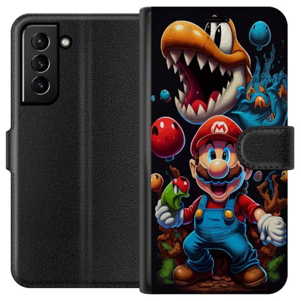 Kompatibel Tegnebogsetui til Samsung Galaxy S21+ 5G Mario og venner