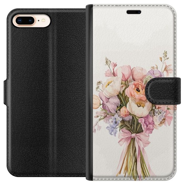 Apple iPhone 8 Plus Lompakkokotelo Kännykkäkuori värikkäällä kukkakimpulla romanttisessa tyylissä