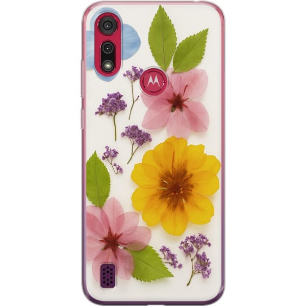 Motorola Moto E6s (2020) Genomskinligt Skal Pressade blommor