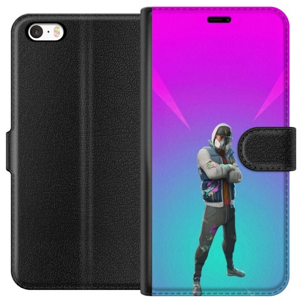 Apple iPhone 5s Tegnebogsetui sort ridder fortnite