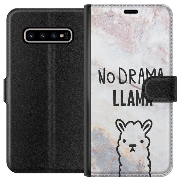 Kompatibelt Lommeboketui til Samsung Galaxy S10+ Llama Marble