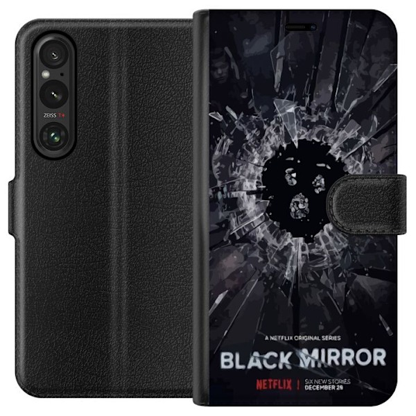 Sony Xperia 1 V Lompakkokotelo Black Mirror Sci-Fi Netflix -sa