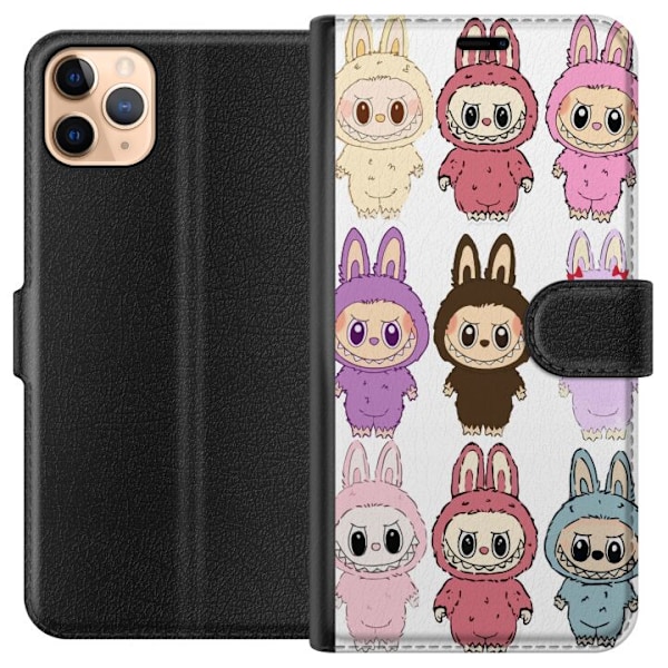 Apple iPhone 11 Pro Max Lompakkokotelo Labubu Pink Monster - P
