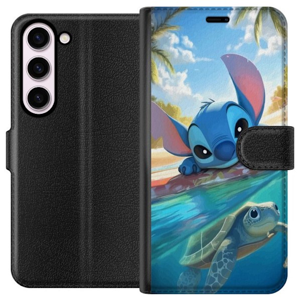 Samsung Galaxy S23 Tegnebogsetui Stitch med skildpadde - sød
