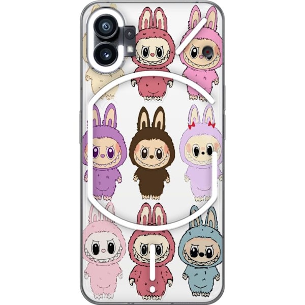 Nothing Phone (1) Genomskinligt Skal Labubu Pink Monster – Popkonst med Kawaii-touch