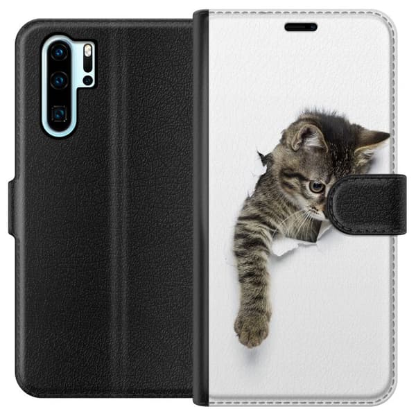 Kompatibelt Lommeboketui til Huawei P30 Pro Katt
