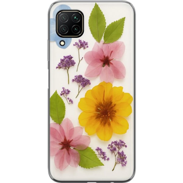 Huawei P40 lite Genomskinligt Skal Pressade blommor