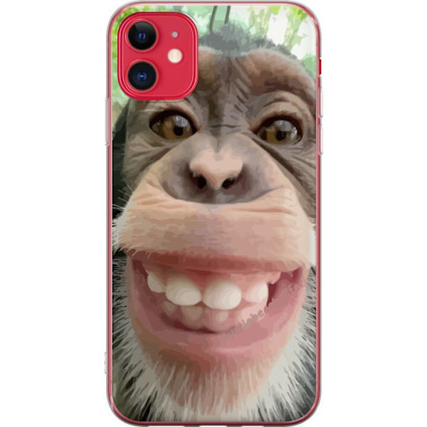 Apple iPhone 11 Genomskinligt Skal Chimp Selfie Rolig Grafisk Design Apa Djurmotiv Trend Roligt Motiv Populärt Urban Art Stil