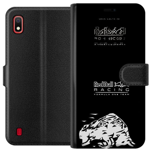 Kompatibel Tegnebogsetui til Samsung Galaxy A10 Red Bull Racing Formula One Team med minimalistisk sort design sort