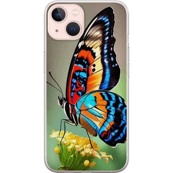 Apple iPhone 13 mini Genomskinligt Skal Fjäril Natur Sommar Motiv Vingar Färgstark Design Populär Dekor Grafiskt Exotiskt Tema