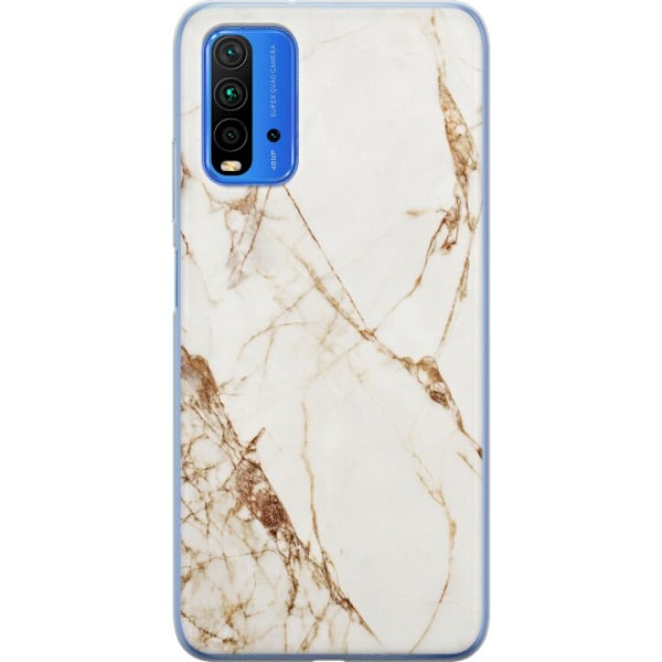 Xiaomi Redmi Note 9 4G Läpinäkyvä kuori Valkoinen marmori