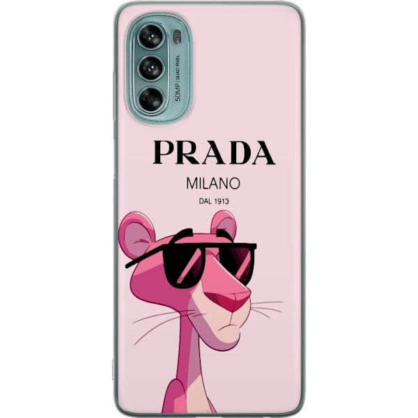 Motorola Moto G62 5G Läpinäkyvä kuori Prada Ruusupantteri