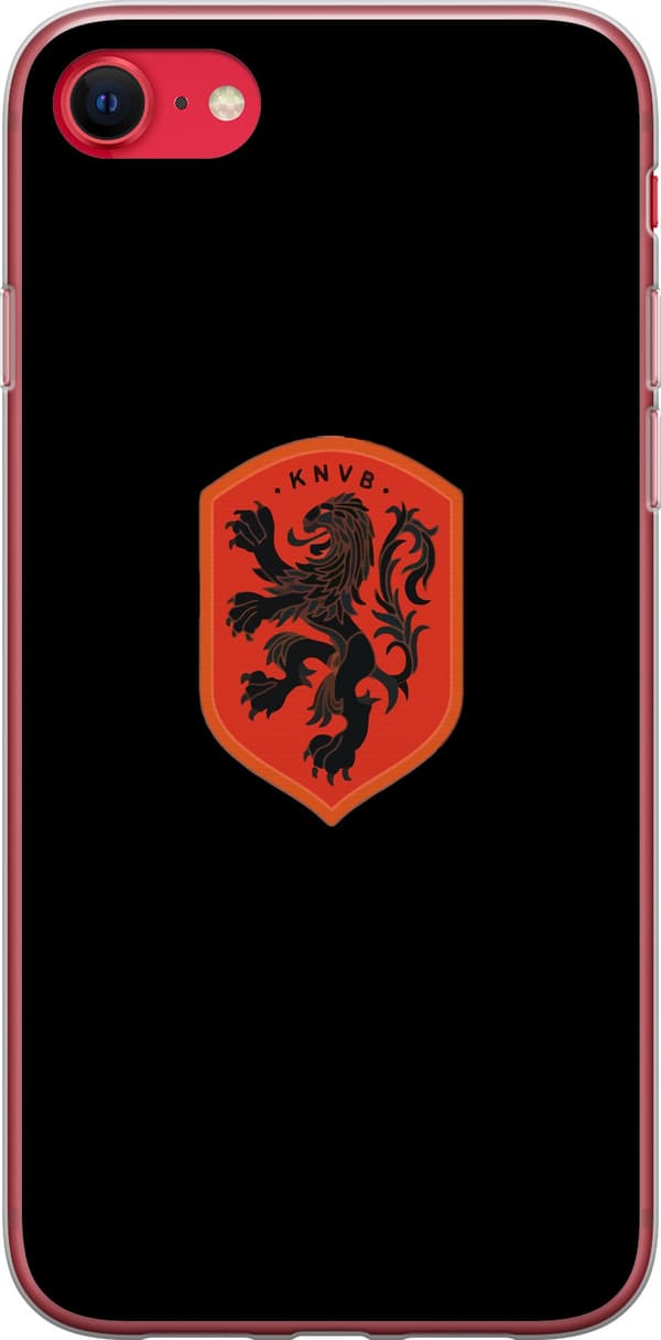 Kompatibel Mobilcover til Apple iPhone 8 Orange skjold med sort heraldisk løve mod sort baggrund sort