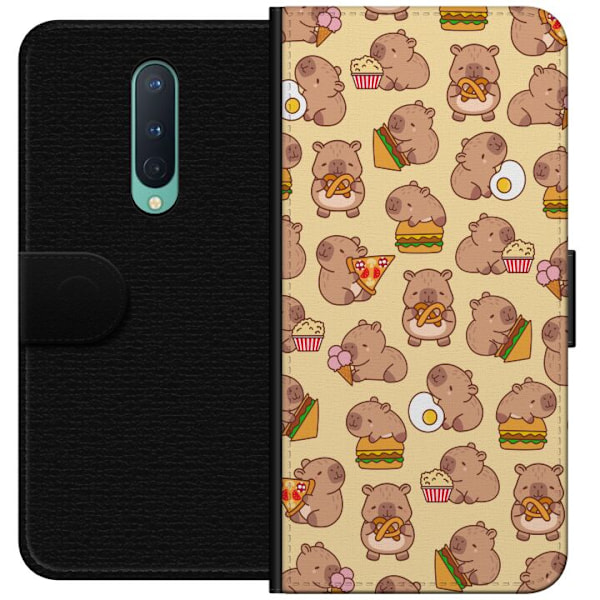 OnePlus 8 Tegnebogsetui Kawaii capybara mobilcover med flere søde figurer