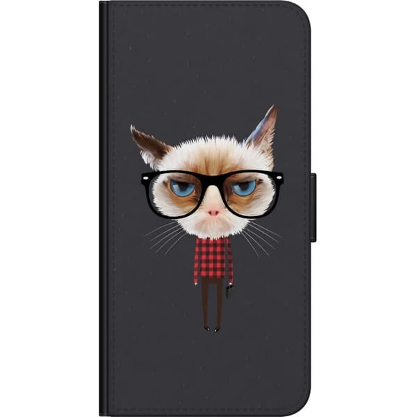Yhteensopiva Lompakkokotelo Xiaomi Redmi Note 10S Harmaa kissagrafiikka harmaa