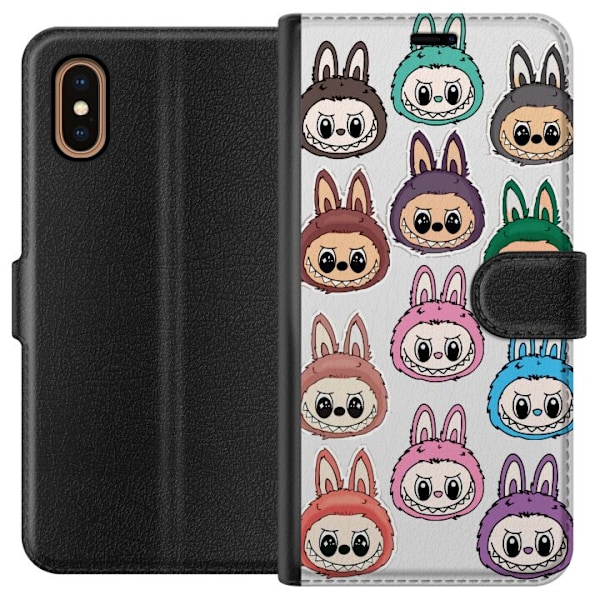 Apple iPhone XS Max Lompakkokotelo Labubu Macaron Monster - S