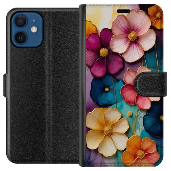 Kompatibelt Plånboksfodral till Apple iPhone 12 mini Blommor Färger