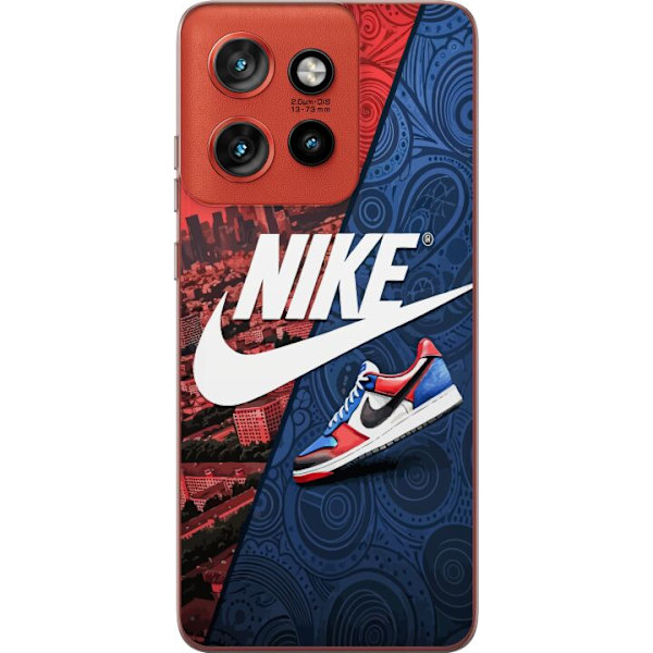 Motorola Edge 50 Neo Genomskinligt Skal Nike Logotyp Röd Blå Sneaker Stil Sport Fashion Populärt Swoosh Motiv Träningskläder Grafisk Ikon