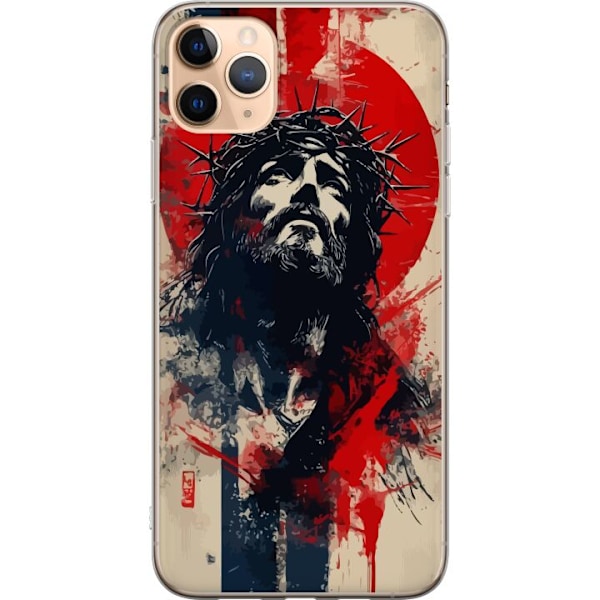Apple iPhone 11 Pro Max Läpinäkyvä kuori Jeesus ristillä - kristillinen aihe vahvalla symboliikalla uskosta ja toivosta