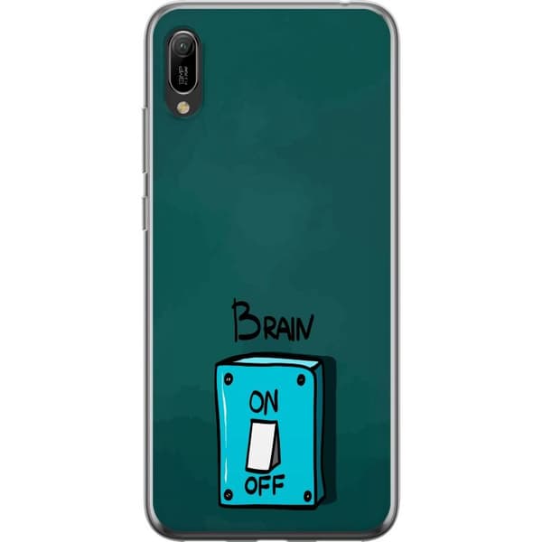 Kompatibelt Mobilskal till Huawei Y6 Pro (2019) Brain On Off turkos