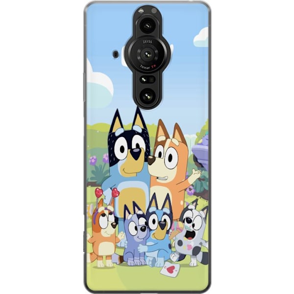 Sony Xperia Pro-I Genomskinligt Skal Bluey mobilskal med hela familjen i färgglad design