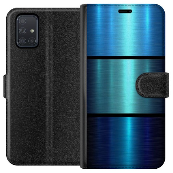 Samsung Galaxy A71 Tegnebogsetui Blå Metallic Striber