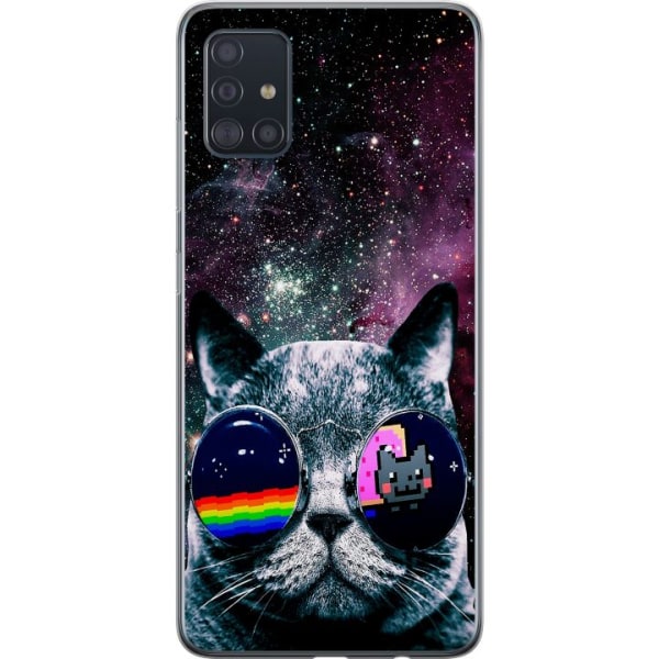 Samsung Galaxy A51 Läpinäkyvä kuori Avaruus kissa
