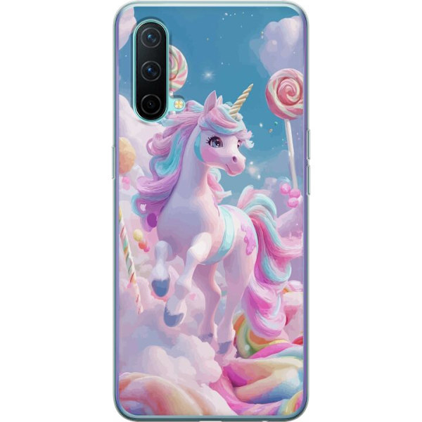OnePlus Nord CE 5G Genomskinligt Skal Enhörning Candy Pastell Kawaii Motiv Söt Populär Färg Grafiskt Trend Barn Motiv Fantasy Art