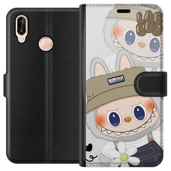 Huawei P20 lite Lompakkokotelo Labubu Minimal Mood - Yksinkertainen ja tyylikäs hirviösuunnittelu