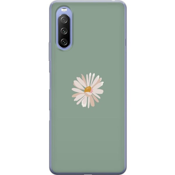 Sony Xperia 10 III Läpinäkyvä kuori Vihreä Minimalikukka -