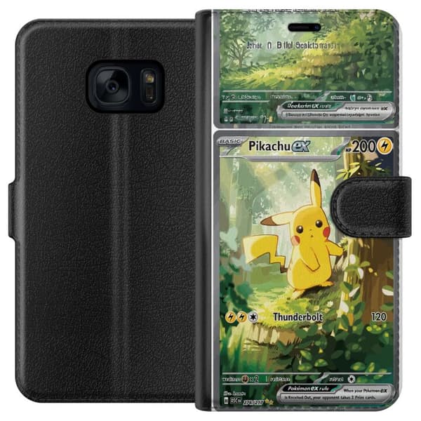 Kompatibel Tegnebogsetui til Samsung Galaxy S7 Pikachu grøn