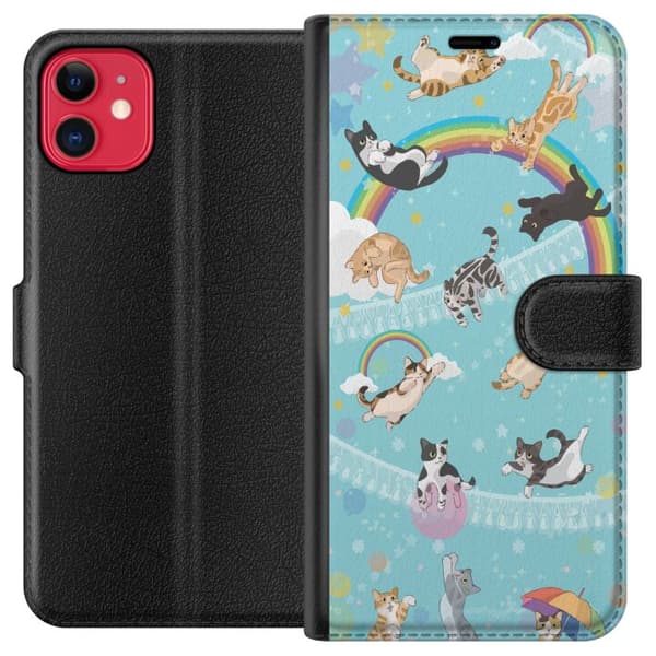 Kompatibel Tegnebogsetui til Apple iPhone 11 Regnbue & Katte