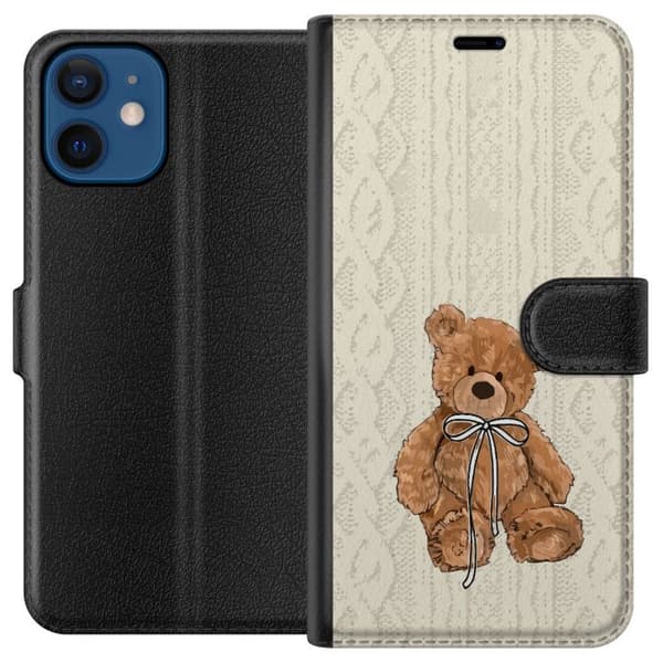 Kompatibel Tegnebogsetui til Apple iPhone 12 Lille Teddy – klassisk teddy i enkel design