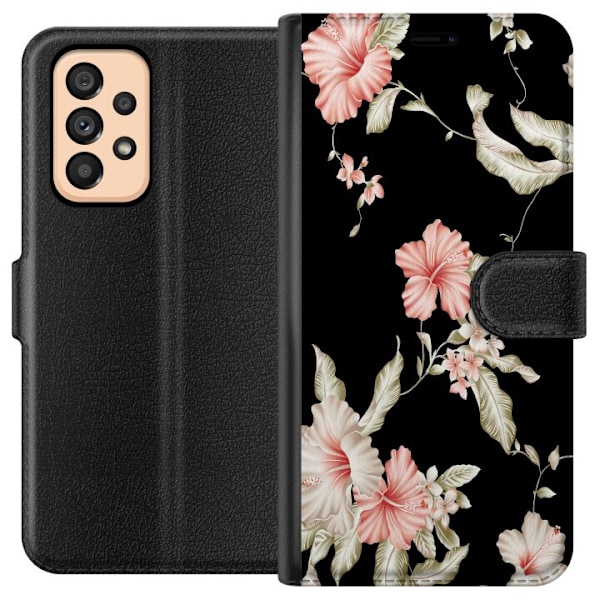 Samsung Galaxy A53 5G Tegnebogsetui Floral Mønster Sort