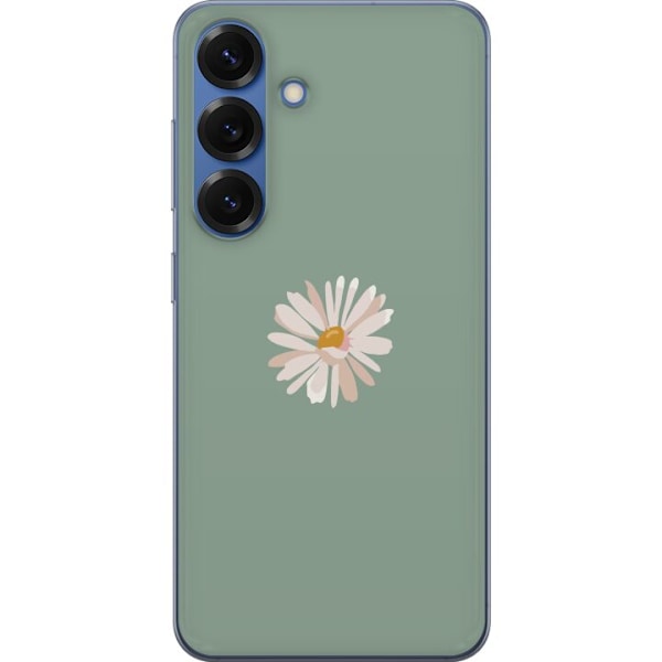 Samsung Galaxy S25+ Läpinäkyvä kuori Vihreä Minimalikukka - tyylikäs kukka vihreällä taustalla