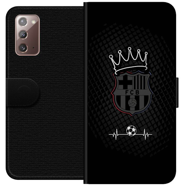 Samsung Galaxy Note20 Plånboksfodral FC Barcelona Emblem Fotboll Motiv Blå Röd Klubbmärke Katalonien La Liga Fans Populärt Ikoniskt