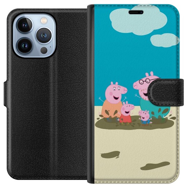 Apple iPhone 13 Pro Lompakkokotelo Greta Possu Perhe Jori Mutapuro Lasten Kuva Sarja Suosittu Lasten Hahmo Ilo