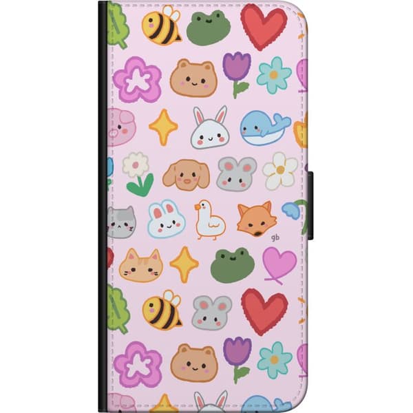 Kompatibel Tegnebogsetui til OnePlus 9 Pro Kawaii-ikoner med dyr, blomster og hjerter