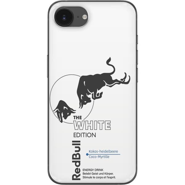 Kompatibelt Mobildeksel til Apple iPhone 16e Minimalistisk hvit energidrikk-inspirert design hvit
