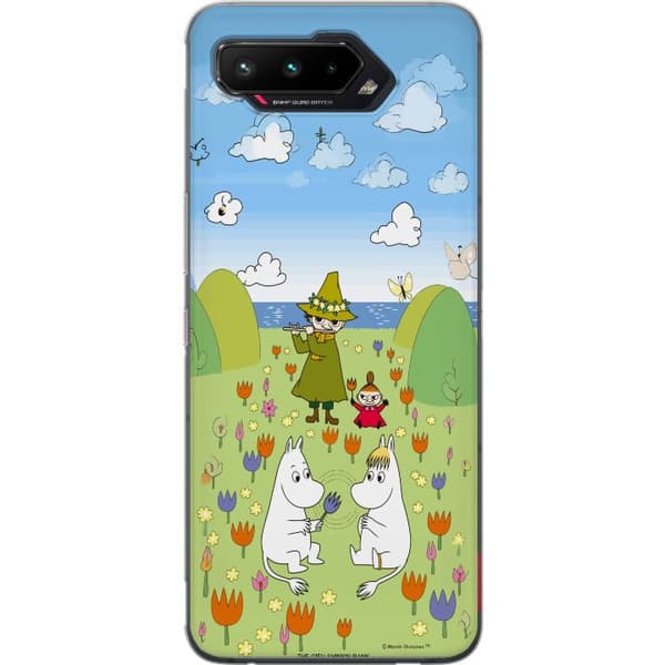 Kompatibelt Mobildeksel til Asus ROG Phone 5 Mumin i blomsteräng grønn